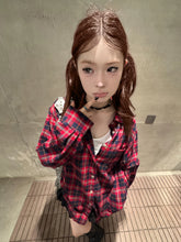 Lunivop Y2k Vintage Plaid Shirt Women Long Sleeve Loose Casual Shirt Japanese 2000s Fairycore Grunge Tops Streetwear Shirts