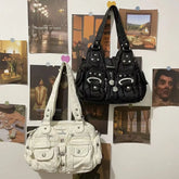 Lunivop Vintage White Y2k Messenger Bag Purse Women Hot Girl Pu Leather Casual Shoulder Bags Female Harajuku Aesthetic Handbag