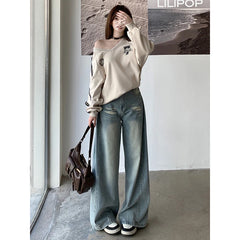 Lunivop Women American Vintage Y2k Japanese Harajuku Streetwear Baggy High Rise Denim Pants Long Trousers 2000s Aesthetic Jean Kpop Punk