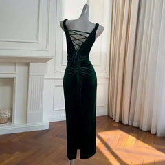 Lunivop French Slim Fit Temperament Waist Strap Strapless Waist Bag Dress With Tied Straps Pleated Velvet Dresses Female