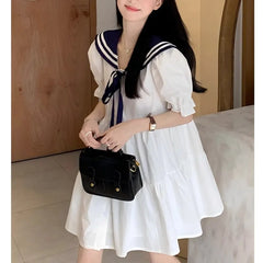 Lunivop Japanese Style Navy Collar Womens Dresses Summer Short JK Dresses Preppy Style Loose Elegant Party Dress Female Clothin