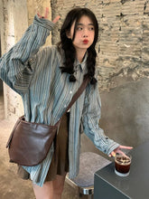 Lunivop Striped Loose Retro Shirts Women Casual Preppy Style Long Sleeve Blouse Vintage Female Pockets All Match Spring Korean Tops