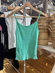 Lunivop Mint blue Ribbed Slim Tank Tops Women Summer Vintage Cotton Casual Streetwear Sleeveless Vests Sweet Simple All-match Camisole