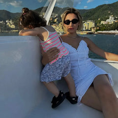 Lunivop Ruched Shirring Mini Dresses Women Summer V Neck Sleeveless Backless Sexy Slim Robes Chic Lady Elegant Evening Party Short Dress