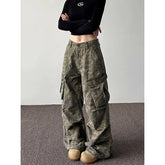 Lunivop Military Green Womens Jeans High Waist Vintage Straight Baggy Y2K Denim Pants Hip Hop American Fashion Wide Leg Denim Trouser