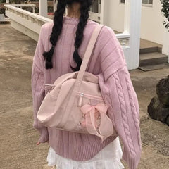 Lunivop Sweet Cool Pink Shoulder Bags Purse Women Hot Girls Bow Chic Y2k Handbag Female Large Capacity Messenger Bag Aesthetic