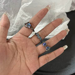 Lunivop Fashion Punk Gemstone Irregular Metal Ring for Women Men Personality Design Crystal Opening Adjustable Finger Rings Gift