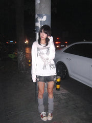 Lunivop Y2k Japanese T-shirt Women Broke Hole Loose Casual Tshirt Print Graphic Tops American Retro Grunge Tops Streetwear Tee