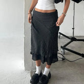 Lunivop Polka Dot Double-layer Mesh Skirts for Woman Summer Clothes Low Rise Long Black Skirt Y2k 2000s