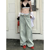 Lunivop Blue Jeans For Women High Waist American Wide Leg Pants Y2K Vintage Straight Baggy Denim Trousers 2024 Spring Oversize Pants