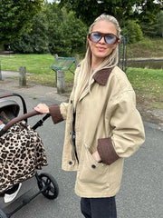 Lunivop Casual Lapel Single-Breasted Women's Jackets Loose Long Sleeved Coats For Woman 2024 Autumn Winter Chic Female Outerwear Tops