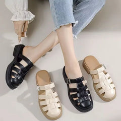 Lunivop Women Sandals Woman Summer Hollow Out Roman Slippers New Gladiator Beach Flats Ladies Thick Sole Footwear Zapatos De Mujer