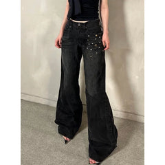 Lunivop Black High Waist Women Jeans Hip-hop Style Fashion Vintage Streetwear Y2K Wide Leg Jean 2025 Female Trouser Baggy Denim Pants