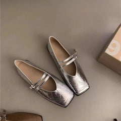 Lunivop Square Toe Women Mary Jane Shoes Fashion Shallow Ladies Casual Soft Sole Flats New Women's Comfort Sliver Ballerinas Shoes