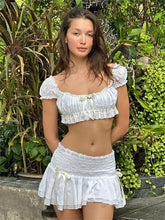 Lunivop Fashion Sexy Two Piece Set Casual Short Fluffy Top and Low Waist Slim Fit Mini Skirt Y2K Summer New Street Women's Set