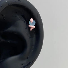 Lunivop 1Pcs Cute Heart-shaped Zircon Snake Piercing Small Earrings for Women Y2K Stainless Steel Ear Bone Nails Helix Piercing Jewelry