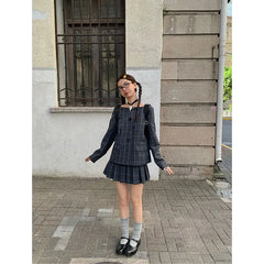 Lunivop Vintage Plaid Skirt Women Preppy Style Sweet Pleated Mini Skirt Korean Fashion Retro Japanese Harajuku Short Skirts