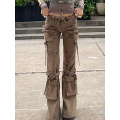Lunivop Women's Khaki Baggy Y2k Jeans Harajuku Denim Trousers Vintage Streetwear Japanese 2000s Style Oversize Jean Pants Trashy Clothes
