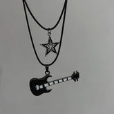 Lunivop Star Pendant Vintage Necklace Punk Star Choker Rock Roll Guitar Layered Necklace for Women Men Eboy Egirl Bar Party Jewelry