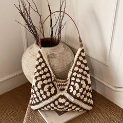 Lunivop Winter Knitted Wool Bag for Women, Large Capacity, Commuter Shoulder Bag, Underarm Bag, Niche Versatile Handmade Woven Tote Bag for Shopping, College Students