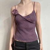 Lunivop Vintage Solid Strap Top Retro Floral Stitching Sleeveless Slim-fitting Crop Tops Women Summer Casual Knitted Tees Grunge