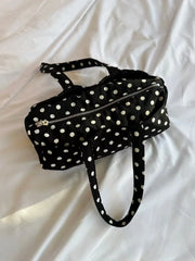 Lunivop New Korean Sle Large Capaci Polka Dot oulder Bag Casual Travel Handbag Women's Tote Bag Bla White Cute Trend