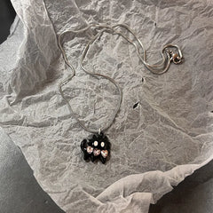 Lunivop Kpop Goth Vintage Punk Star Black Cat Red Heart Pendant Rope Necklace For Girl Y2k EMO Halloween 90s Grunge Jewelry Accessories