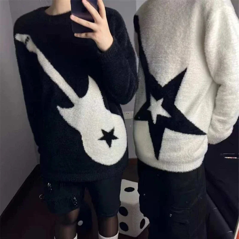 Lunivop Gothic Vintage Y2k Sweater Women Harajuku Punk Long Sleeve Knitted Pullover Japanese Style Grunge Streetwear Sweaters