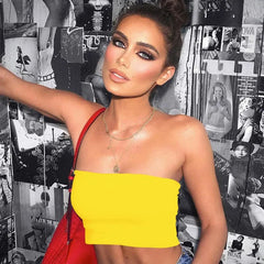 Lunivop Millennium Spice Girl style solid color tube top one-piece top backing women's spring and summer new models