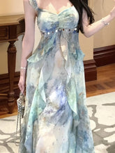 Lunivop Summer Ruffles Print Irregularity Long Dresses Elegant V-Neck Birthday Party Waistband Vestidos Holiday Beach Midi Dress New