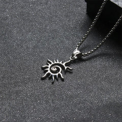 Lunivop Fashion Creative Sun Flame Pendant Necklace Punk Hip Hop Retro Hipster Men's Hollowed Out Stainless Steel Necklace Jewelry Gift