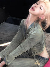 Lunivop Y2k Fashion Korea Grunge Washed Denim Woman Long Sleeve Short Jacket Slimming Zipper Streetwear 90s Autumn Winter Top Outerwears