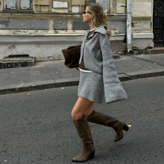 Lunivop Elegant Casual Knitted Skirt Set for Women Long Sleeve Sweater Cardigan and Mini Skirt Autumn Winter Fashion 2 Piece Set 2024