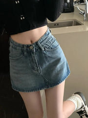 Lunivop Summer High-Waisted Vintage Women Denim Short Skirt Small New Slim Sexy Korea Fashion Girl Cute Street A-line Mini Jeans Pants