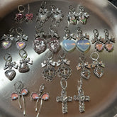 Lunivop Vintage Bowknot Pendant Hoop Earrings for Women Egirl Unusual Korean Fashion Aesthetic Bow Ear Rings Y2K Jewelry Accessories