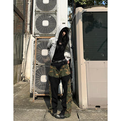 Lunivop Women's Black Gothic Splicing Y2k Cargo Jeans Baggy Harajuku Trousers Vintage 90s Jean Pants Japanese 2000s Trashy Clothes 2024