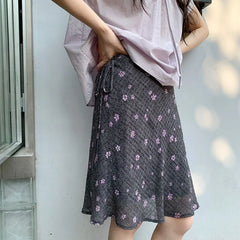 Lunivop Vintage Floral Skirt Women Japanese Style Elegant Sweet Mid Skirt Black Harajuku Y2k Fashion Short Skirts Aesthetics