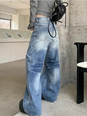 Lunivop Y2k 2000s Vintage Baggy Jeans Woman Korean Fashion Harajuku Denim Pants Streetwear Casual Gyaru Trousers American Retro