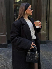 Lunivop Double Breasted Turn-down Collar Women's Coats Casual Long Long Sleeved Jackets For Woman Autumn Winter Warm Office Outwears