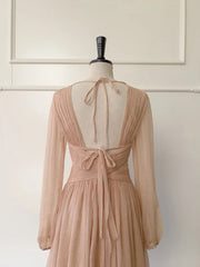 Lunivop Embroidered Flares Lace-up Women's Backless Dress Solid Color V-Neck Lantern Sleeve 2025 Spring New Dresses Female