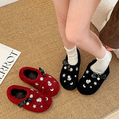 Lunivop Elegant Pearl Women Shoes Korean Fashion Plush Warm Women's Closed Toe Flats Comfortable Versatile Non-slip Casual Shoes