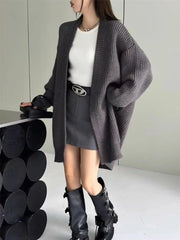 Lunivop Open Front Knit Cardigan Sweater Women Cozy Plain Shrug Cardi Longline Sweater Jacket Fall Winter Casual Chic Outfit