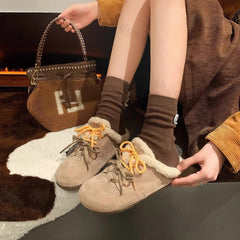 Lunivop Suede Women Flats Mules Fur Slippers Home Cotton Shoes Winter Fashion Short Plush Warm Women Casual Shoes Zapatos De Mujer