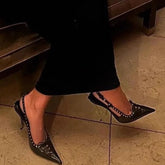 Lunivop Large Size Metal Embellished Butterfly Knot Hollow out Rivet Toe Strappy Sandals European Style Sharp Pointed Toe Platform Sl...