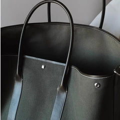 Lunivop Large Capacity Canvas Tote Bag Women's Commuter Shoulder Crossbody Bag Stylish British Style PU Leather Single Strap Handbag