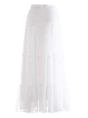 Lunivop Fashion Women's High Waist Skirt Sequined Lace Solid Color A Line Female Skirts New Tide