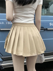 Lunivop Y2K Black Mini Skirt Women Harajuku Preppy White Pleated Skirts Summer Streetwear Korean Fashion A Line Tennis Faldas New