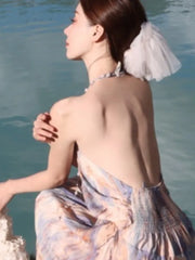 Lunivop French Vintage Purple Backless Long Dresses Basics Vestidos De Festa V -Neck Spring Summer Holiday A-Line Vestidos New