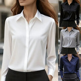 Lunivop New Women Shirt, Autumn Solid Color Lapel Long Sleeve Button Shirt Top