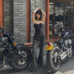 Lunivop Autumn Camouflage Workwear Fashion Hottie High Street New Pants Y2K High Waist Slim Mopping Ins Style Pants Streetwear Wome